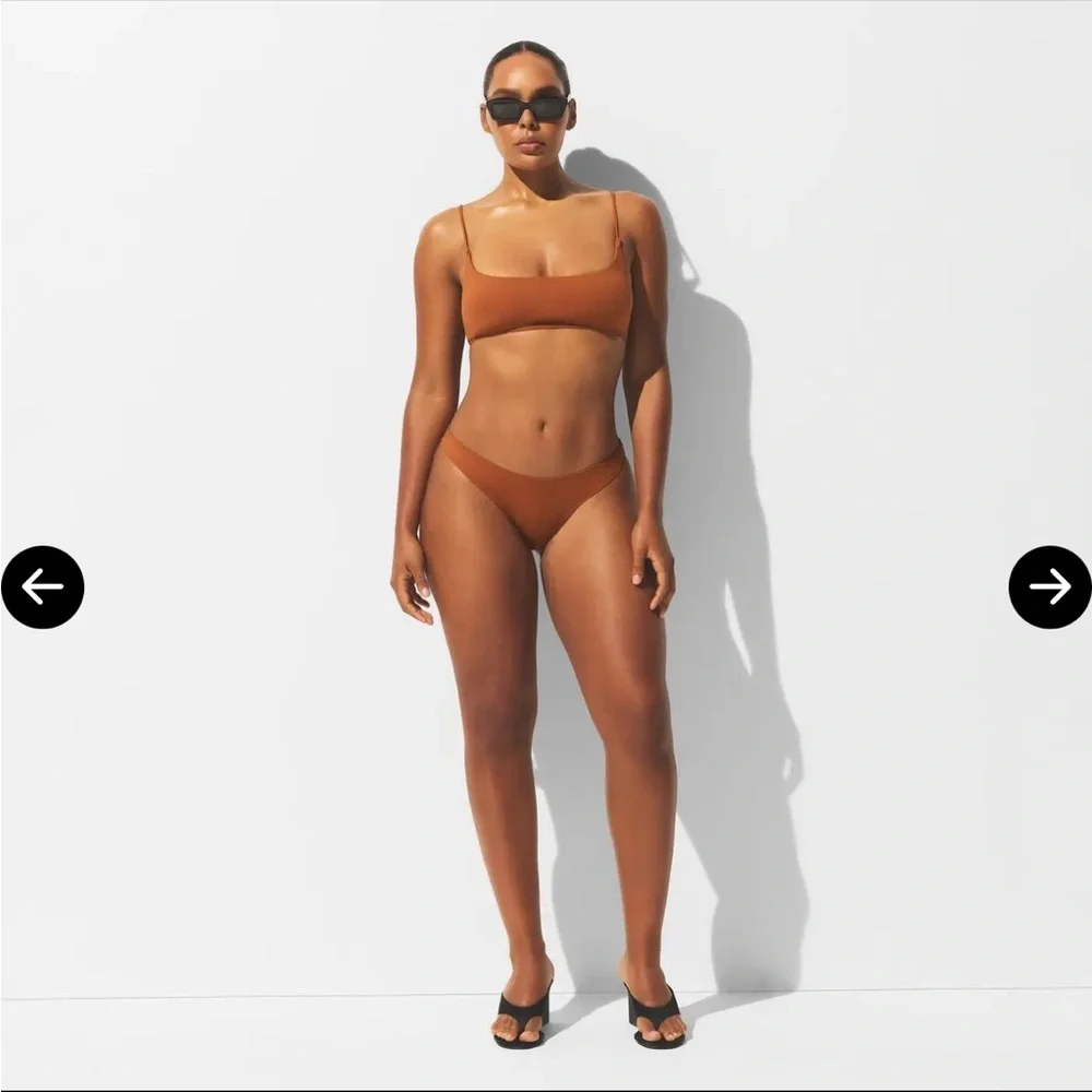 SET!Skims BRONZE classic swim LARGE square neck top/bikini bottom NWT🧡Sw24